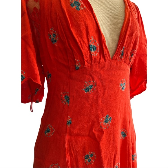 Free People Mockingbird Red Floral Mini Dress - 6 - Picture 6 of 11